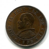 Roma, Pio IX (1846-1870): 2 soldi 1866 (Gigante#323)
