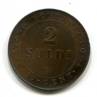 Roma, Pio IX (1846-1870): 2 soldi 1866 (Gigante#323)
