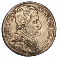 Roma, Innocenzo XII (1691-1700): mezza piastra 1692-II (Muntoni#27; CNI#33; MIR#2134/1), grammi 15.66, mm 37.74